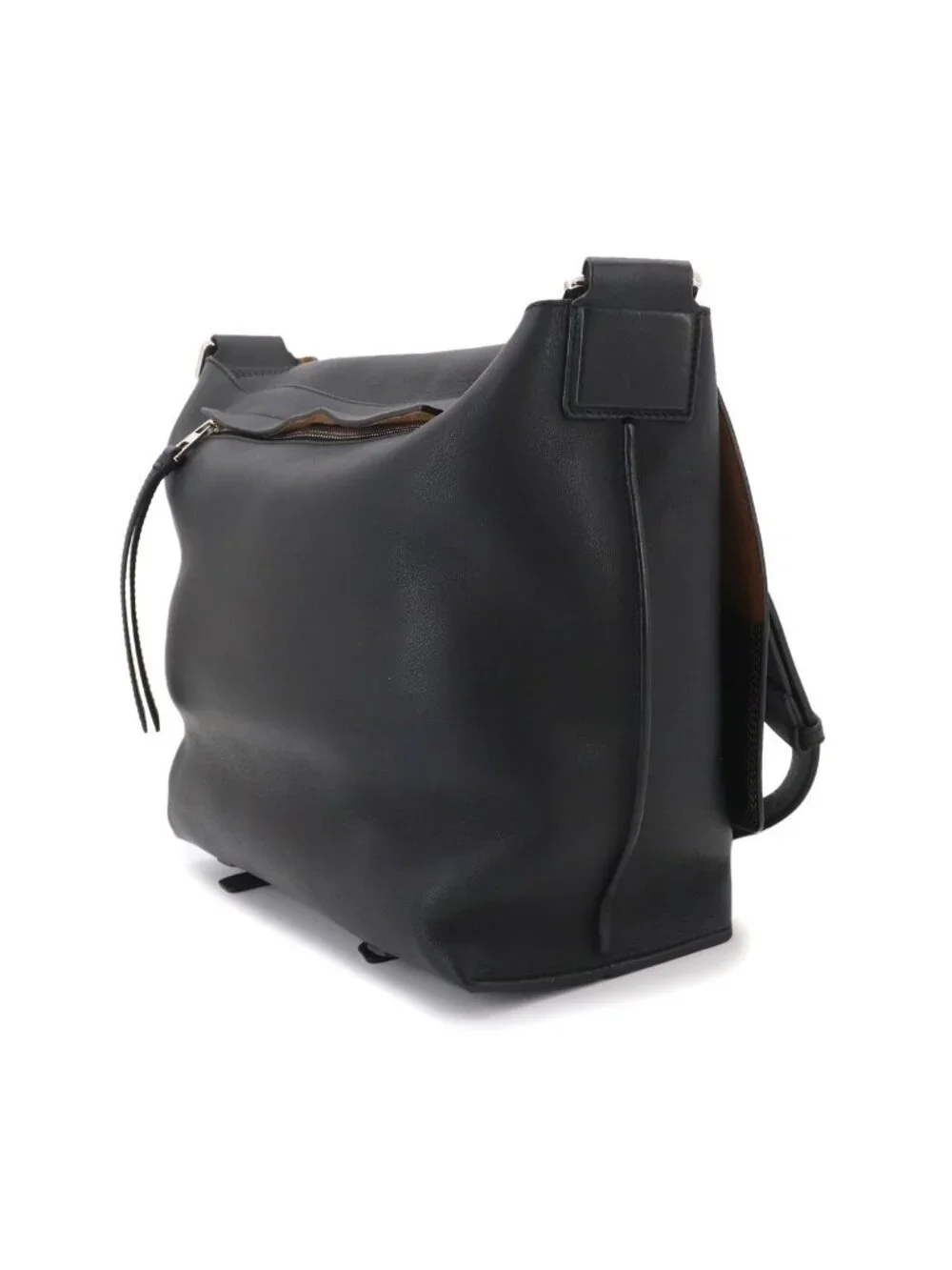 Loewe Military Messenger Shoulder Bag Leather Black Silver 337 02
